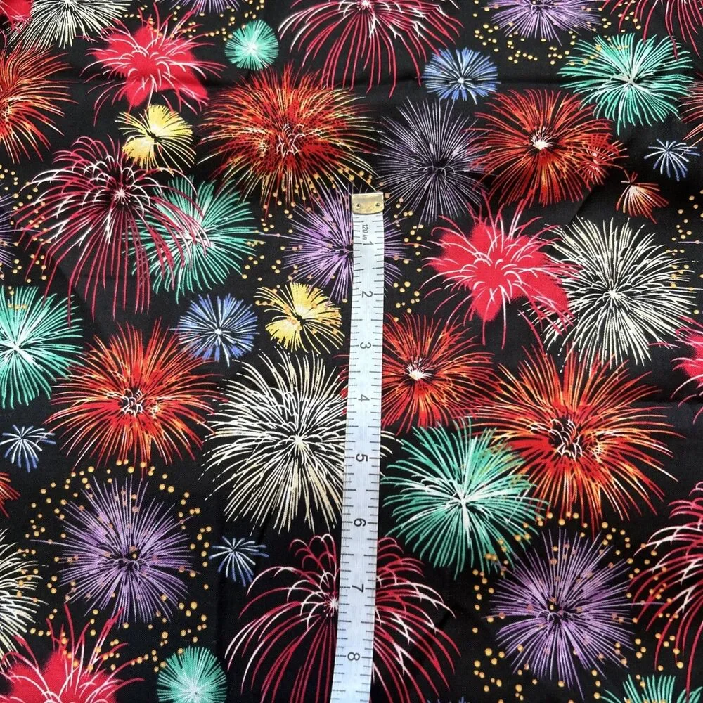 Hoffman Cotton Quilting Fabric Fireworks Coming at You 3D Colorful 1 Yd X 44
